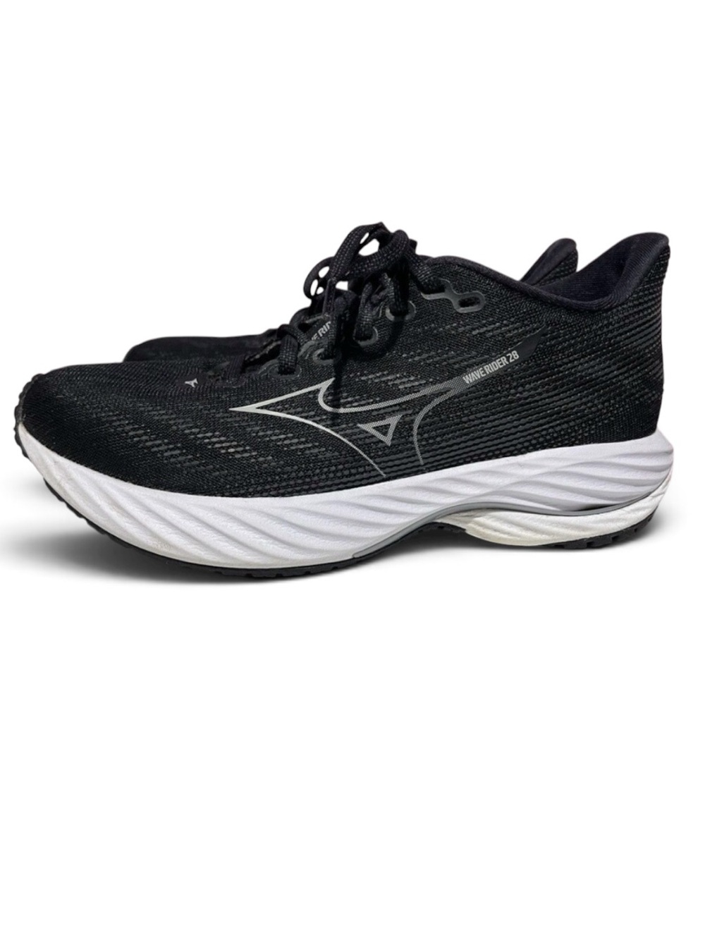 Mizuno Sneakers Womens 8‎ Black White Wave Rider 28 Exercise Running Shoes